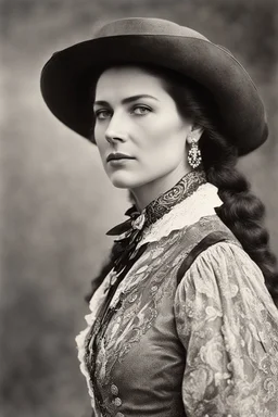 Scarlett "Silver Spurs" Morgan, a name that echoed through the annals of the Wild West, was a woman of extraordinary grace and unyielding determination. Born in the year 1845, her life threaded through the vast expanses of the American frontier, leaving behind a trail of legends and untamed stories that would forever be etched in the hearts of those who dared to dream. From the moment Scarlett set foot on the rugged soil of Texas, it was clear that she was destined for a life that defied convent