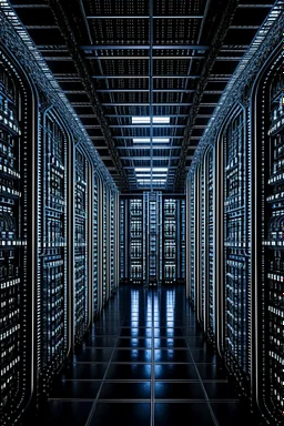 Hyper realistic image of an evil supercomputer like skynet