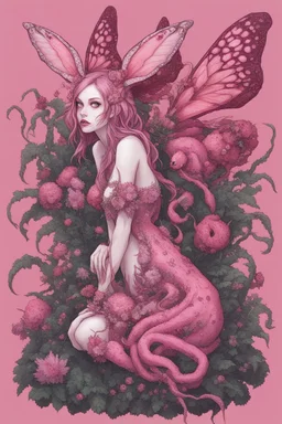 8bits, pixel art, butterfly, highly detailed, pink, rabbit, blood, scythe, goth woman, leaning pose, full body, squid, intricate detail , plants, wildflower, nest, octopus, fly,Demon girl, creepy, horrifying, sinister, sparks out her mind, fullbody, rare pose, terrario with universe in, high lighting, intricate,sparks around,enchanted girl with cyberkatana,darkred slime Goth girl,