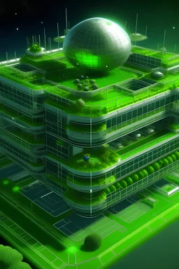 a space station for five thousand people with apartments and rooms, a green house, a school space, an entertainment space, a space for farm animals, a room for machinery and a med bay, all in one building.