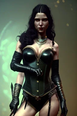 sexy milf, warrior, black long hair, leather corset, night, 8k resolution, high-quality, fine-detail, intricate, fantasy art, detailed matte, volumetric lighting, illustration, 3D octane render, brian froud, howard lyon, selina french, anna dittmann, annie stokes, lisa parker, greg rutowski