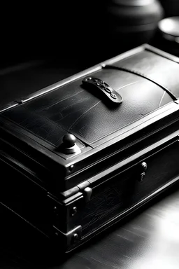 old picture of a small plain black casket