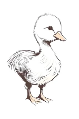 simple outlines art, bold outlines, clean and clear outlines, no tones color, no color, no detailed art, art full view, full body, wide angle, white background, a smiling cute Gosling