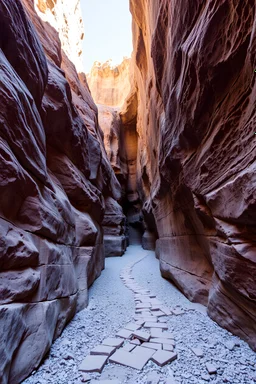 A corridor carved directly into the rock extends deep into the mountain