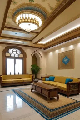 The reception room in the engineering company in Moroccan style, Arabic discussions and the development of technology