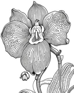 real massive Orchid flower coloring page