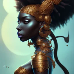 sango fantasy, fantasy magic, intricate, sharp focus, illustration, highly detailed, digital painting, concept art, matte, masterpiece head sexy lady body black African beauty space lady black leopard skin one head African afro sun