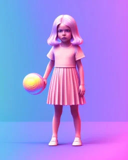 isometric clean art of super cute child girl, hard lighting, soft pastel gradients, high definition, 3d icon clay render, blender 3d