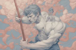 man swinging sledgehammer by james jean