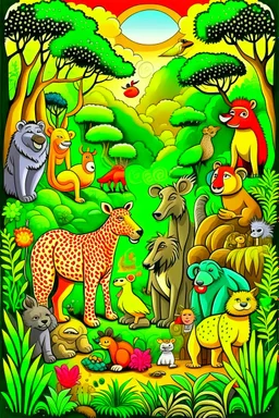 All animals in jungle