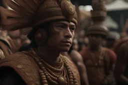 a close up of a person in a costume with a lot of people, javanese mythology, ancient indonesia, inspired by I Ketut Soki, indonesia national geographic, [ cinematic, inspired by Rudy Siswanto, indonesia, subtitles, taken in 2 0 2 0, by I Ketut Soki, arsitektur nusantara