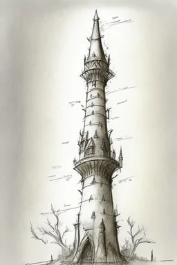 A detailed sketch of a wizards tower