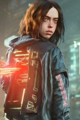 Billie Eilish, cyberpunk2077, booty, photorealistic