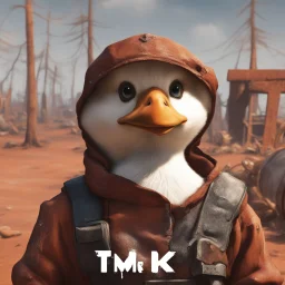 Make a Pic for a Rust gaming youtuber with a Ducklin and the text "TMK"