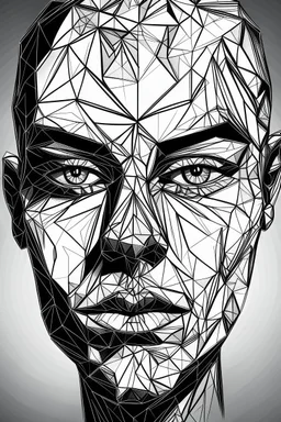 Black and white triangulated sketched face