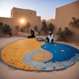 [street art by Yazan Halwani] arabic rock, songs and hard music: In the heart of the night, a melody flows, Maryam sings softly, where the river glows. Ali's ballads rise like the sun's golden hue, Romance in his words, timeless and true. Omer's rhythms dance through the warm desert breeze, Stories of culture, carried with ease. Together they weave a rich, vibrant song, In the language of souls where we all belong.