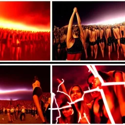 poor girls, body, beautiful, inquisition, spain, night, multiple frames, flears, crowd cheering, strange prospective, thunderstorm, high definition, cinematic