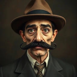 Fernando Pessoa realista freak com chapeu e bigode