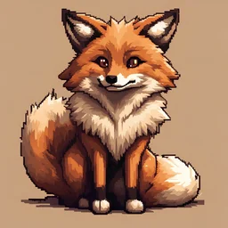 giant fluffy brown and tan fox in 16-Bit art style