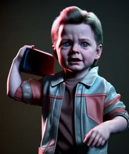 Marty mcfly toddler, dramatic lighting, hyper realistic