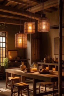 A lighting in a rustic style and warm color palette