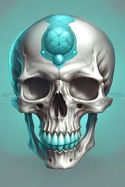 gambarkan ilustrasi realis tengkorak serem