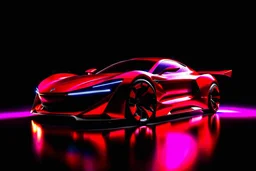SUPER RACING CAR, EXOTIC, SUPER SPORT, CONCEPT CAR, ELECTRIC, BIG WHEELS, RED COLOR CHERRY, BLACK BACKGROUND,