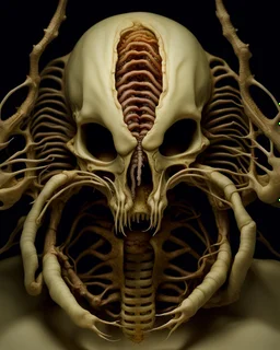 sentient spinal maggot xenomorph recently discovered manipulating the thoughts of higher mammalian species, photorealistic, autopsy photo, inside the a human skull wrapped around the brainstem and tendrils throughout the brain