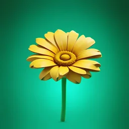 stylized game asset render of a flower, top-down view