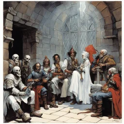 [art by Norman Rockwell: dungeon and dragons campaign "Palace of the silver princess" module B3] Brain, zombie, skull and the likes..., by Tom Moldvay and Jean Wells (1981) introduction module for characters levels 1-3