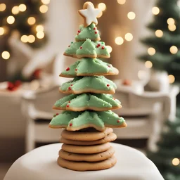 Cookies in the middle and a Christmas tree on the back. Real details