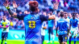 footballer giving a respectful salute to fans after a match