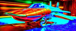 A national geographic award winning photograph of a military fighter jet station wagon wasp hybrid soviet retrofuturism designed by volkswagen only one vehicle per image painted metallic orange traveling at a high rate of speed, jet intake off of front center of vehicle and jet exhaust out the rear with bright blue flame