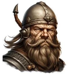 illustration, portrait of a dwarf warrior wearing a helmet