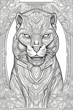 Outline Black Panther coloring page white background pencil sketch style full body, only use online , mandalas style clean line art white background, no shadows and clear and will outlined