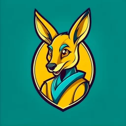 Kangaroo Mascot Logo in the style of 1997 pop culture, Fancy, Professional, Hotel Logo, ralph lauren look-alike.