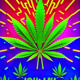 Marijuana, pattern, splash color, bright colors, neon, Psychedelic, detail, 8k, bright light