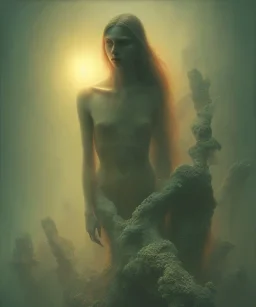 woman, photographer. oil on canvas, volumetric lighting, beksinski