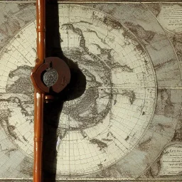 Sextant on top of an old leathery ocean map