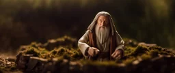 portrait of Gandalf who levitates Jesus as a hobbit in his hole by bright daylight, shot on Hasselblad h6d-400c, zeiss prime lens, bokeh like f/0.8, tilt-shift lens 8k, high detail, smooth render, down-light, unreal engine, prize winning