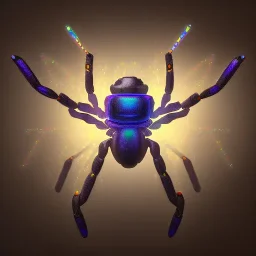 A beautiful portrait of a cyborg spider wite neon color scheme, high key lighting, volumetric light high details psychedelic background