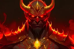 Demon King has a human with red hire and gold eye