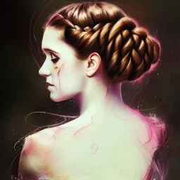 photorealistic princess leia ,braided hair, illustration on coarse canvas by <agnes cecile>, ornate and intricate details , soft smooth lighting, ultra detailed concept art,