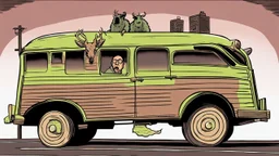 lovecraftian styled resurrected deerp seeks revenge on the Lady driving the Budget Moving Van