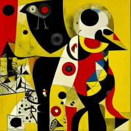 Sloth contrivance, by Joan Miro and VS Gaitonde, mind-bending abstract image, fragmented, subconscious deconstructivism, yellow and black and white and red color scheme