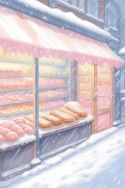 Pastel, bakery, Christmas art snowing