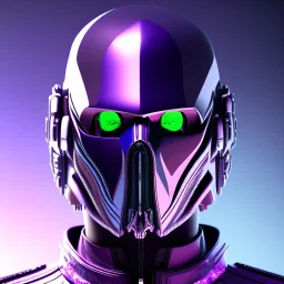 futuristic purple masked villain in galaxy, teal and purple smoke, detailed, realistic, 4k