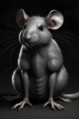 Portrait of a gray anthropomorphic rat, full body