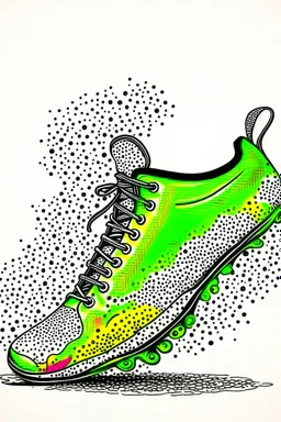 Draw the bottom of a shoe as viewed directly from the bottom. The shoe is white and made entirely from the shapes of ghosts in the style of Salvador Dali’s “the face of war”. Use no more than 4 colours.