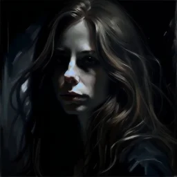 oil painting. woman , dark,